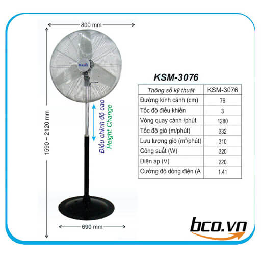Quạt đứng công nghiệp Dasin KSM–3076