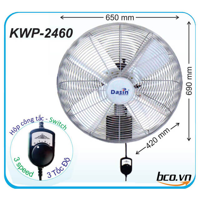 Quạt treo tường công nghiệp Dasin KWP-2460
