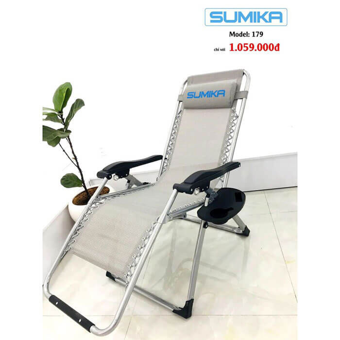 Ghế xếp thư giãn Sumika 179 màu xám