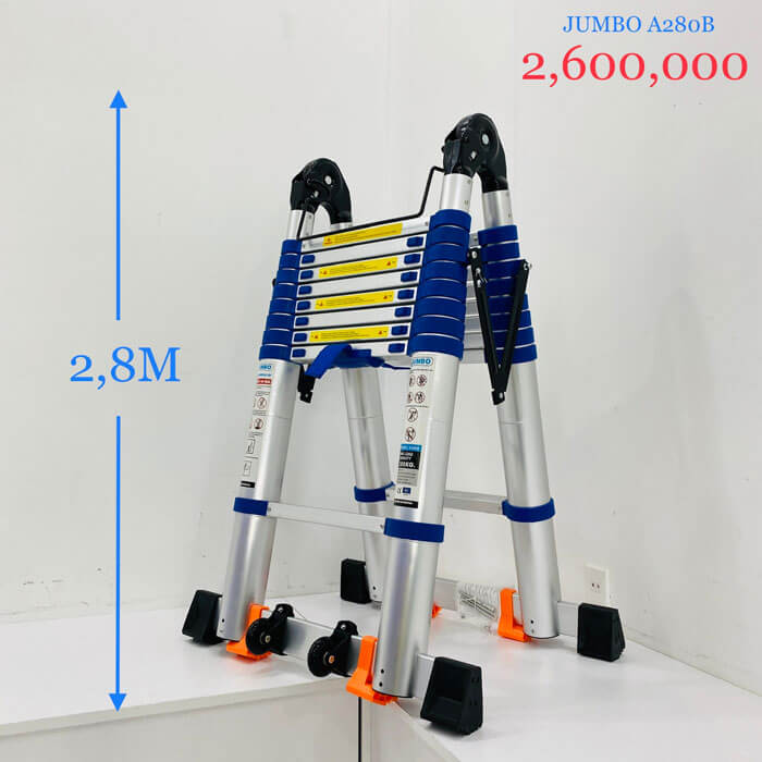 Thang nhôm rút gọn chữ A cao cấp Jumbo A280B